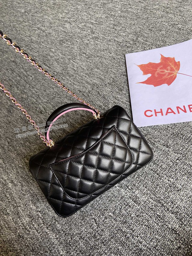 Chanel專櫃新款Mini Cf手袋 AS2431 香奈兒拼色Handle羊皮手提鏈條肩背女包 djc5222